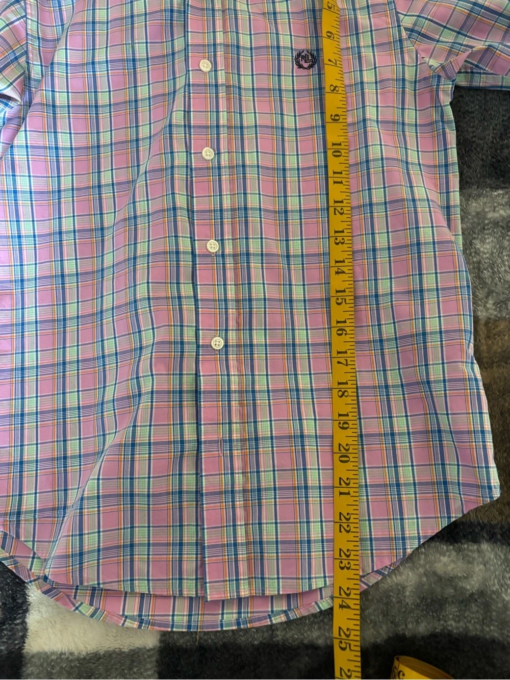 Ralph Lauren Pink, Blue & Green Plaid Button-Down Boys Shirt SZ 12